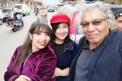 مع الفنانتين المسرحيتين المصريتين منار زين واسامة وسام لبنان 2019